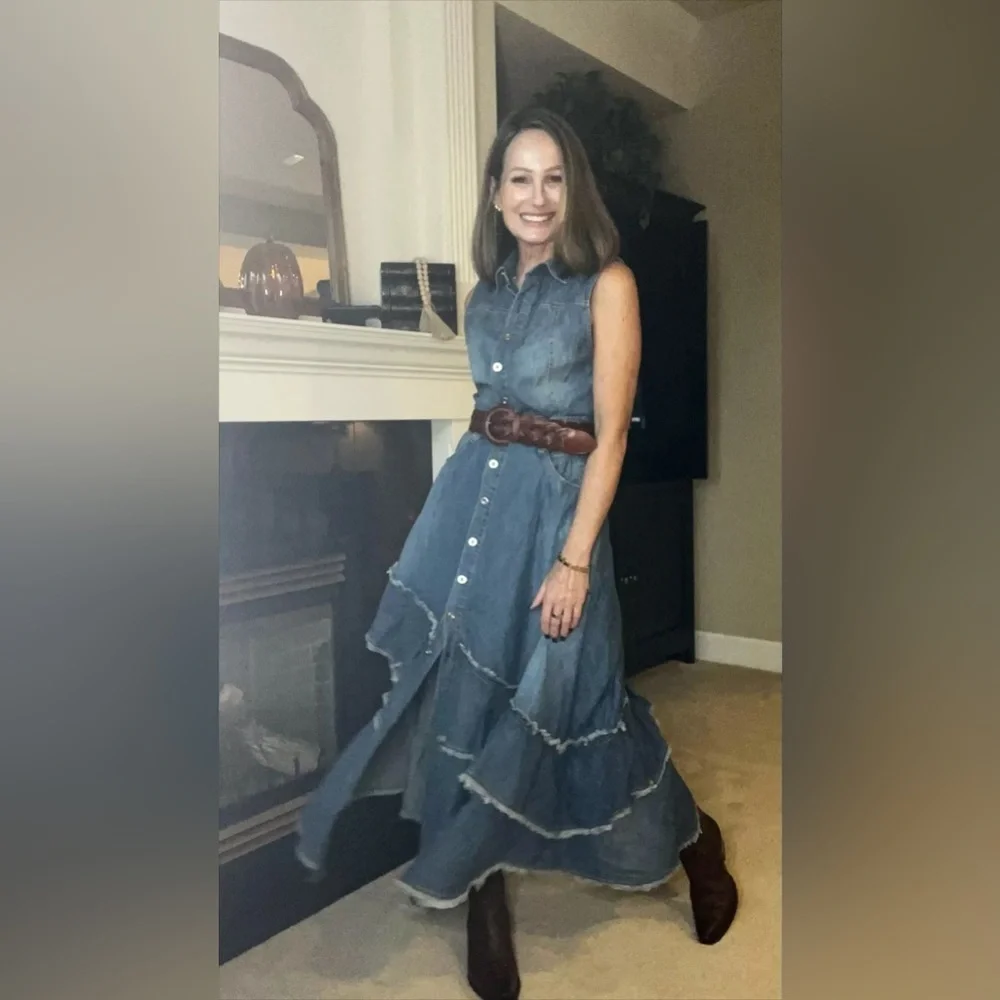 FREE PEOPLE Beau Denim Dress S - Picture 7 of 12